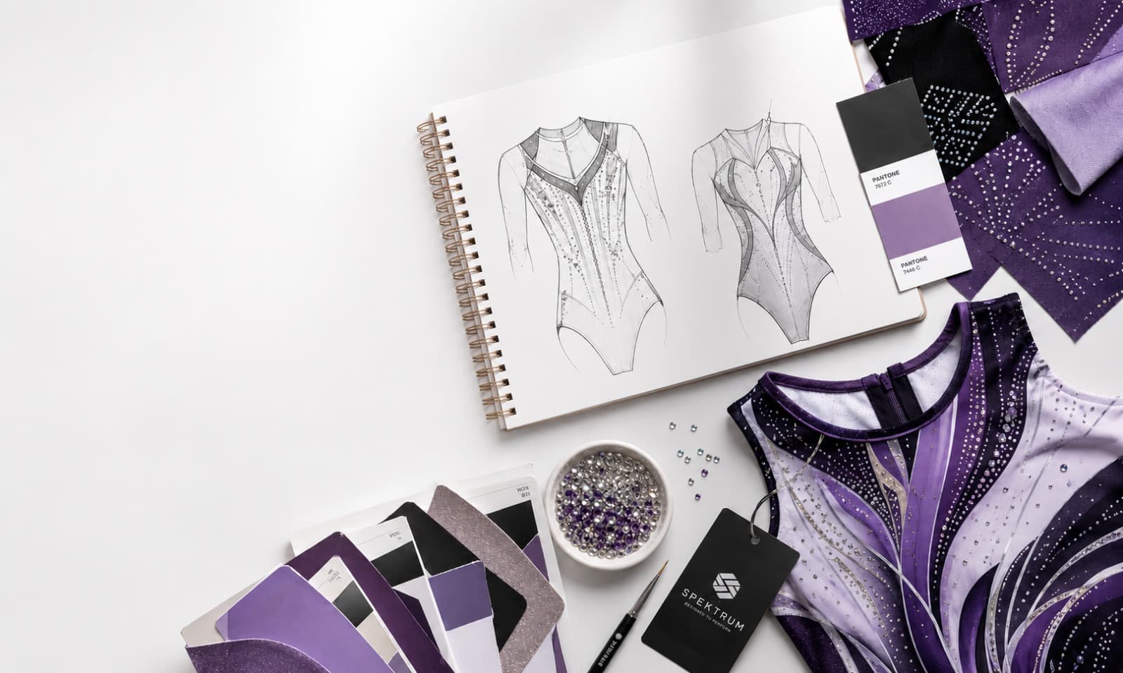 Unique Creations design sketches and materials
